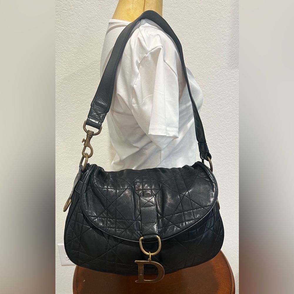 Authentic Pre loved Dior Cannage Hobo Flap Bag
